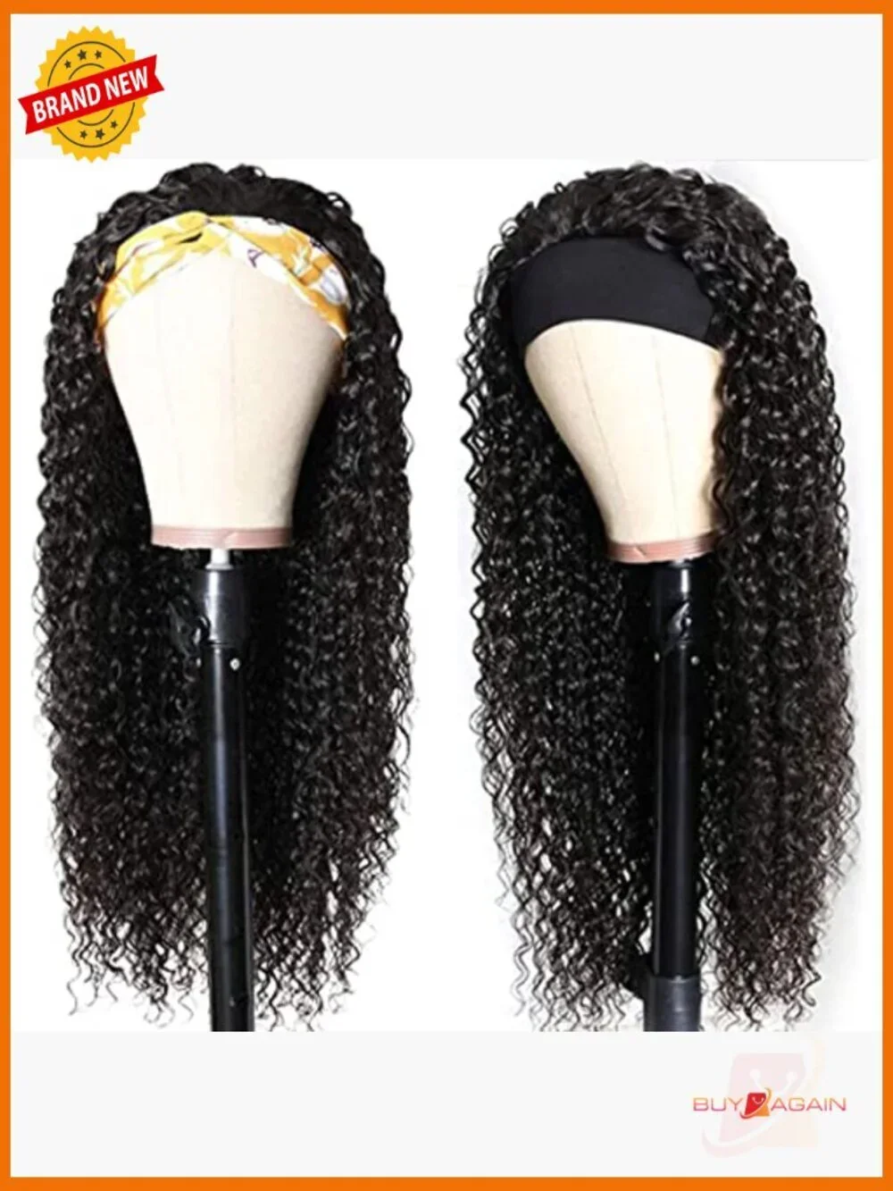 Deep Wave Headband Wig 14 Inch Human Hair Machine Made No Glue No Sew